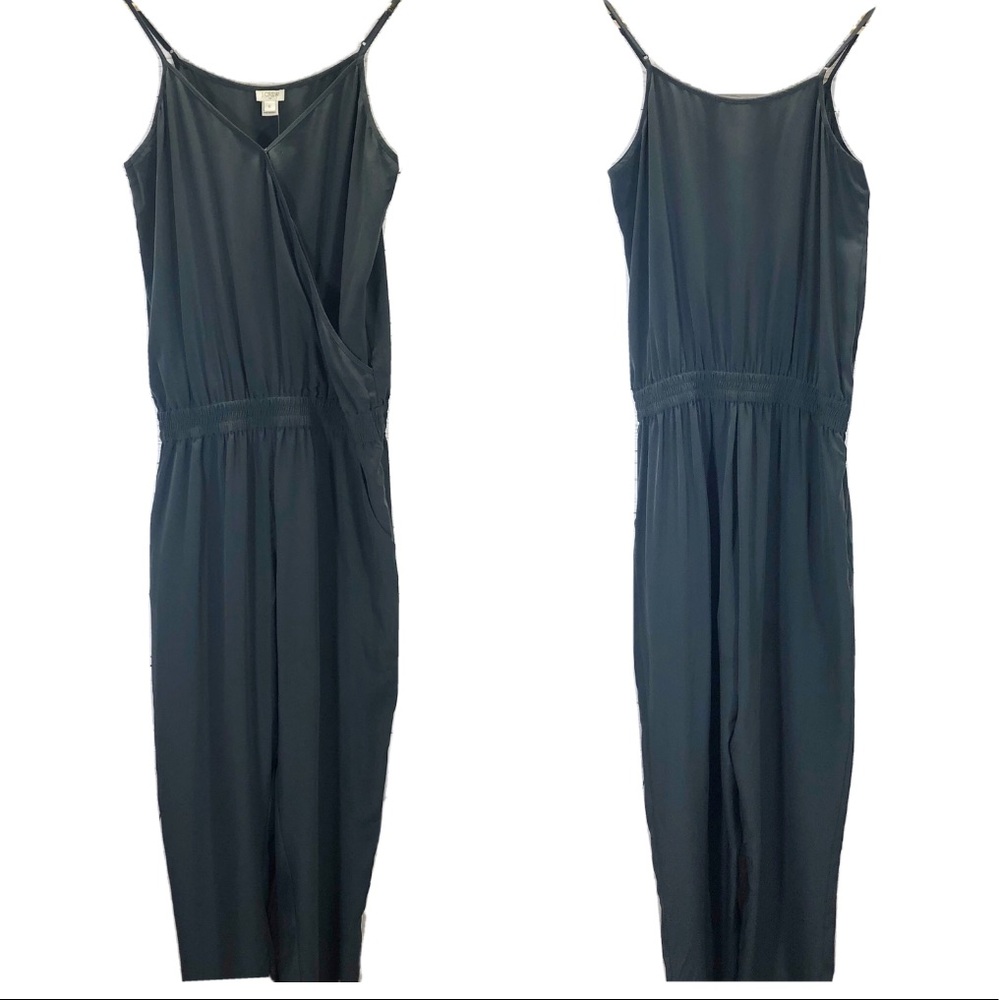 NWT J Crew Jumpsuit Faux Wrap Sleeveless Gray Sz 6